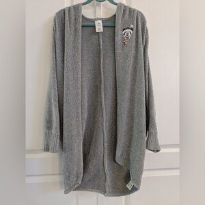 Disney Minnie Mouse Women Holiday Metallic Knit Gray Cardigan Sweater M